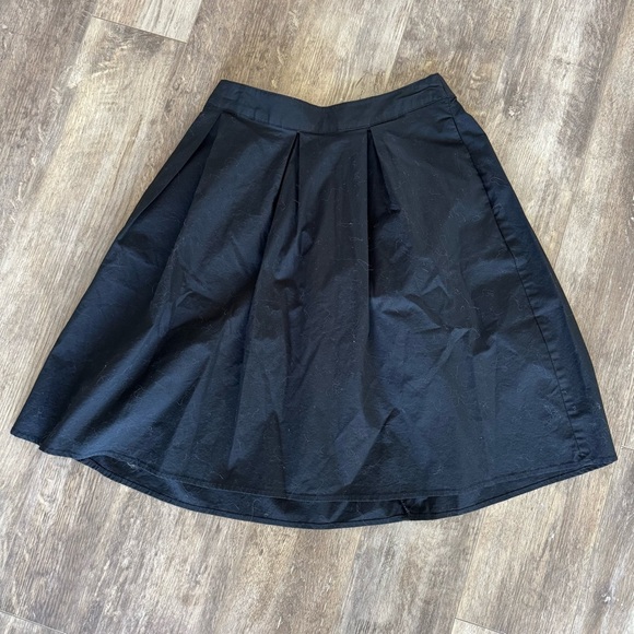 A New Day Front Pleating Poplin Black Midi Skirt - Pull-on Waist - Picture 7 of 7